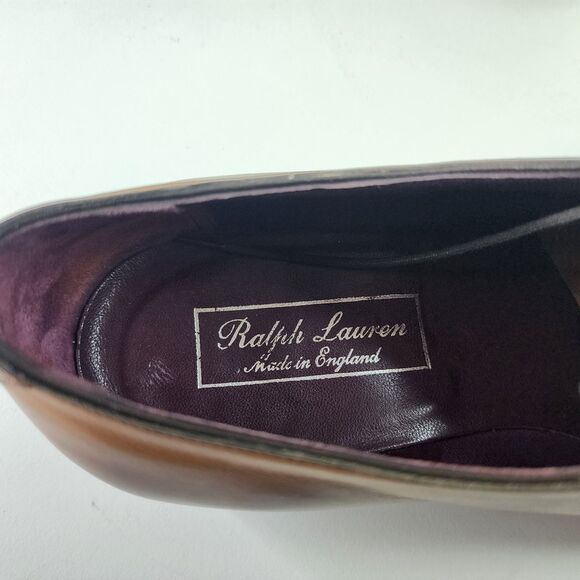 Rare Ralph Lauren Purple Label Wholecut Oxford Shoes 9.5 Brown Made in England - Picture 10 of 16